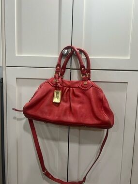 Marc by Marc Jacobs Red Leather Classic Q Baby Groovee Satchel